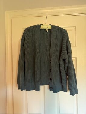 Pact Men's Teal Ribbed Button-Front Cardigan